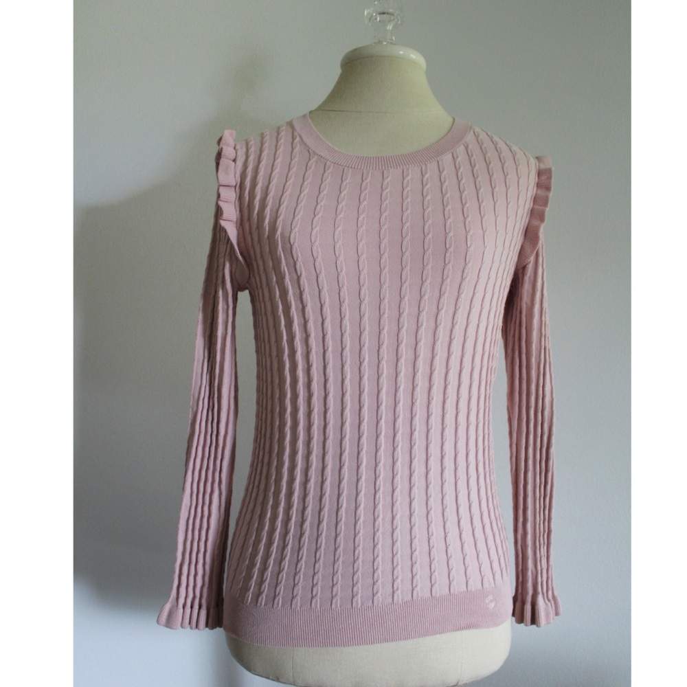 Ann Taylor Silk Blend Long Sleeve Ruffle Top Medium Preowned
